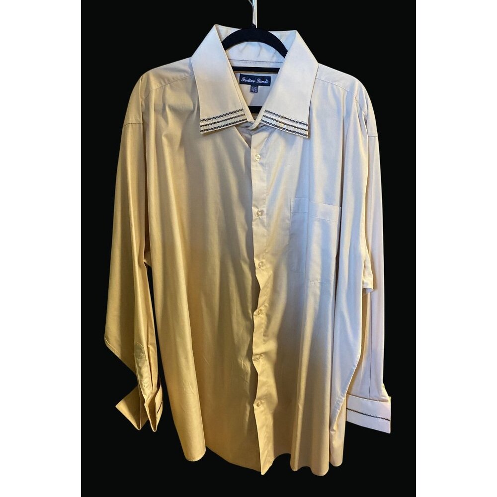 Fortino Landi Mens Cream Long Sleeve Dress Shirt Size 36/37 HA01 B